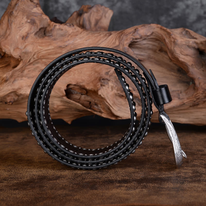Cintura in pelle con accessori per abbigliamento gotico con borchie e rivetti rotondi
