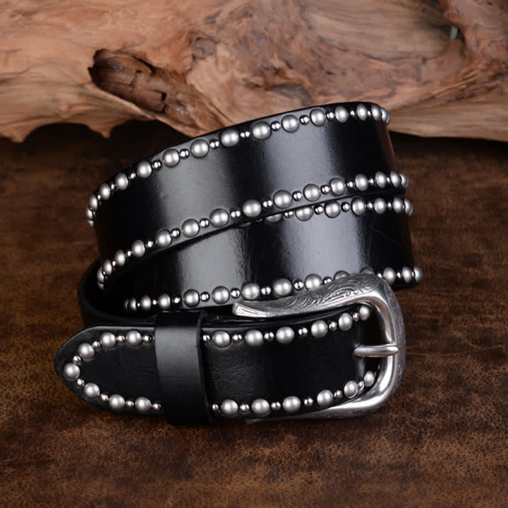 Cintura in pelle con accessori per abbigliamento gotico con borchie e rivetti rotondi