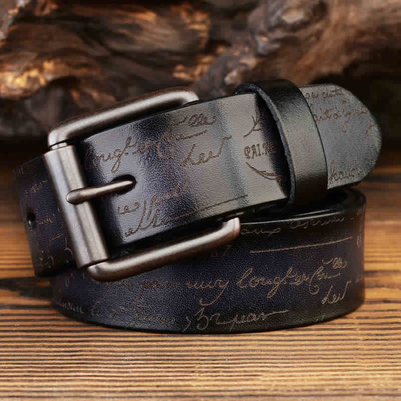 Cintura in pelle disponibile in quattro colori con motivo a lettere in rilievo retrò - Nero - 42 - image 4