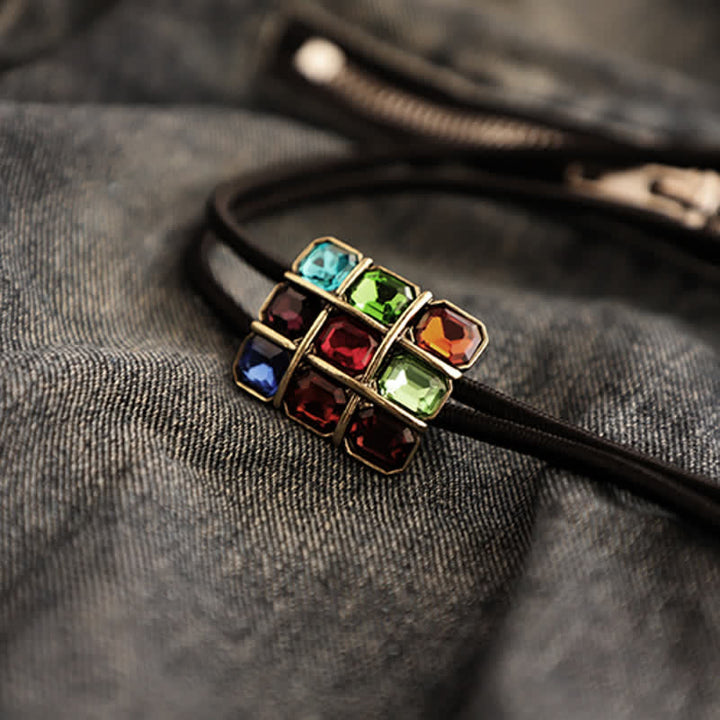 Cravatta Bolo con pietra preziosa e cubo a mosaico geometrico - image 9