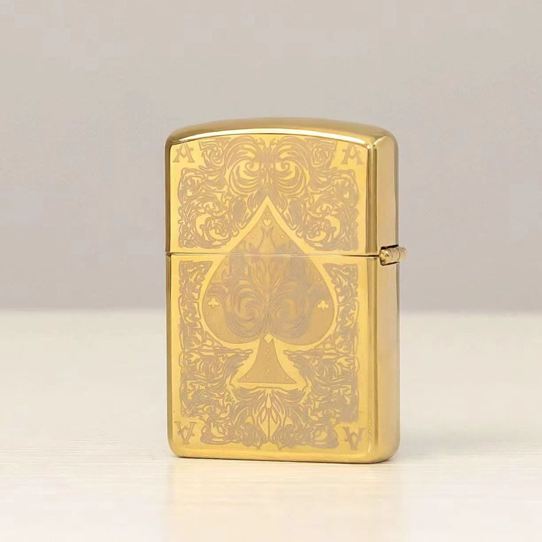 Accendino a cherosene ricaricabile con motivo laser Ace of Spades