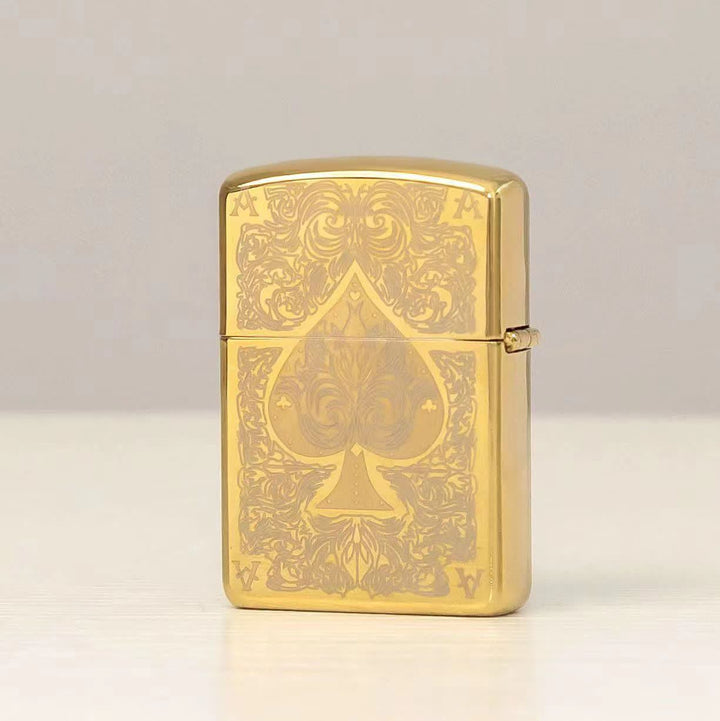 Accendino a cherosene ricaricabile con motivo laser Ace of Spades