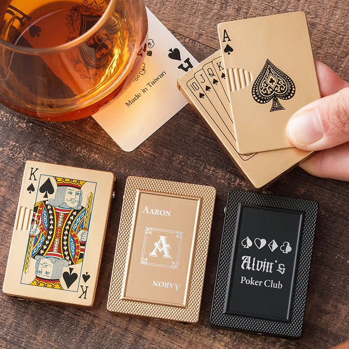 Accendino a butano ricaricabile personalizzato con retro personalizzato e carte da poker