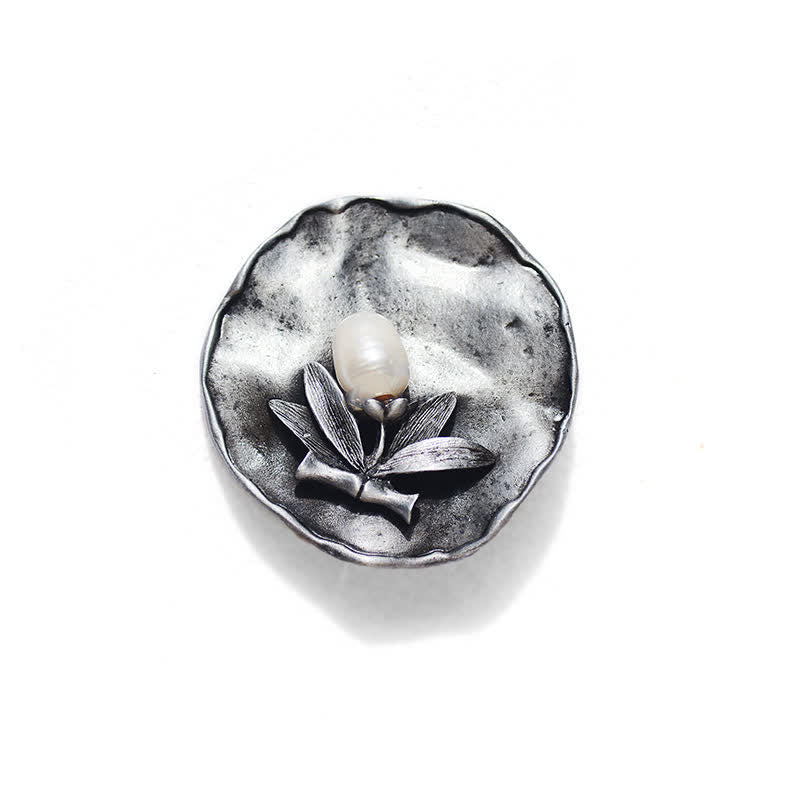 Spilla decorativa in perle di bambù rotonde retrò da donna