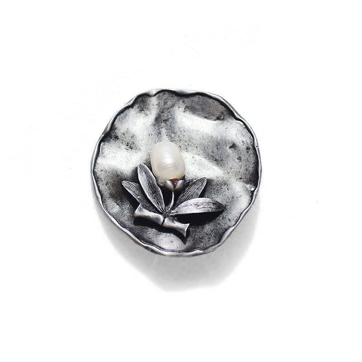 Spilla decorativa in perle di bambù rotonde retrò da donna