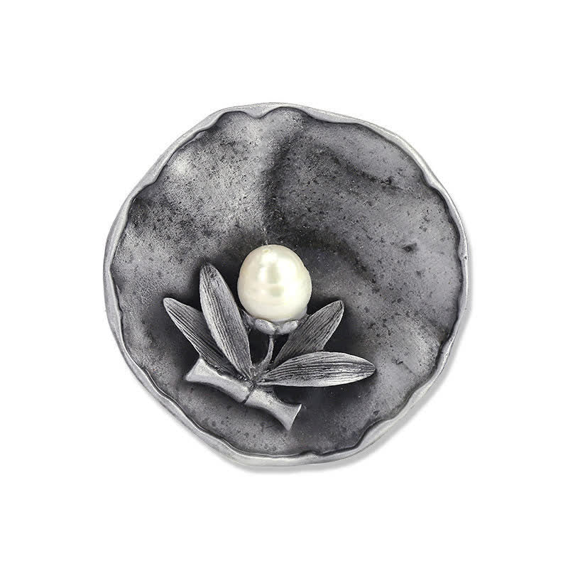 Spilla decorativa in perle di bambù rotonde retrò da donna