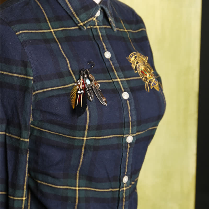 Spilla unisex con piume etniche indiane bohémien