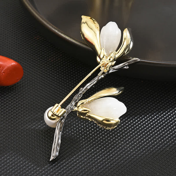 Spilla con perla imitazione di lusso Magnolia da donna