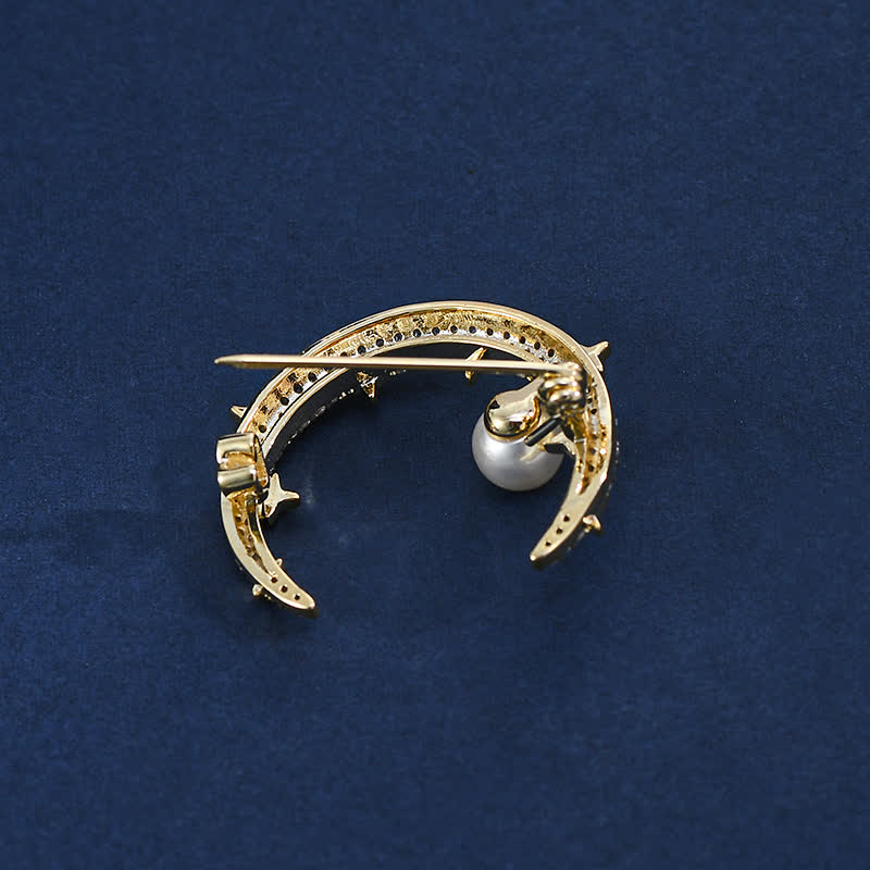 Spilla con strass luna e stella da donna