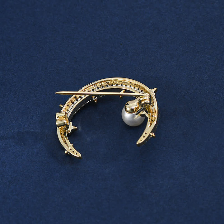Spilla con strass luna e stella da donna