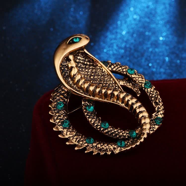 Spilla unisex originale retrò Cobra con strass