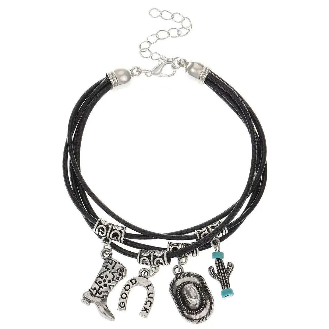 Collana da cowboy con bracciale multistrato Wild Western
