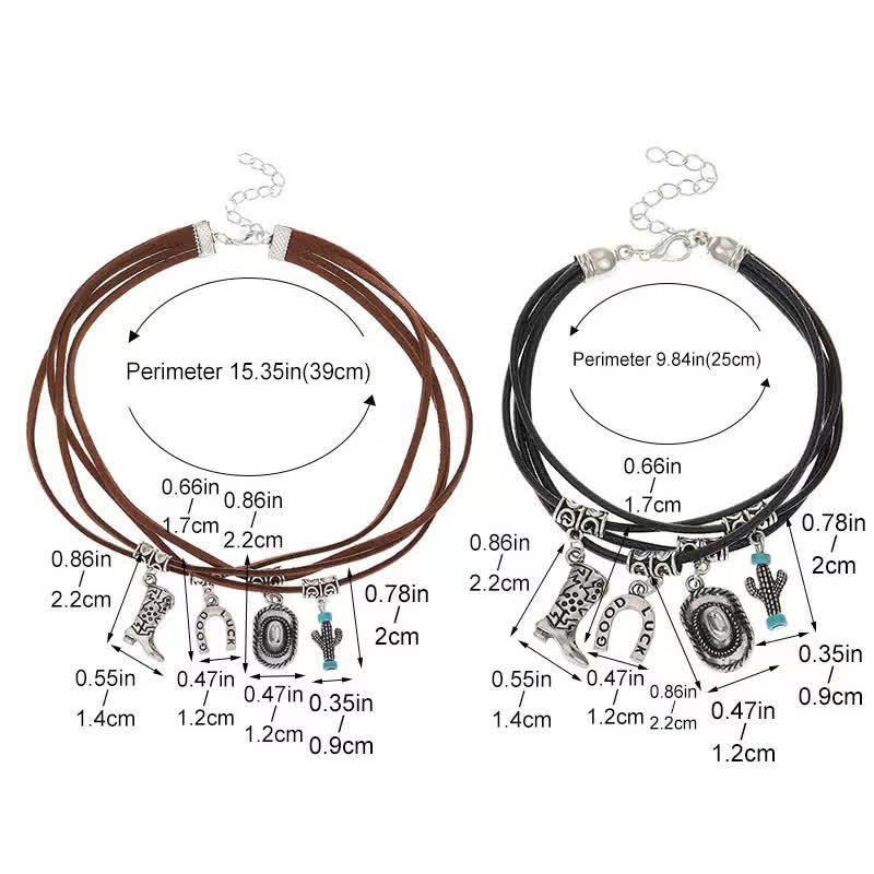 Collana da cowboy con bracciale multistrato Wild Western