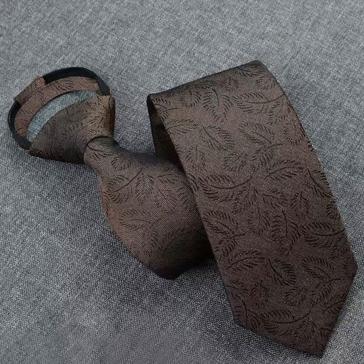 5 pezzi papillon con stampa foglie marrone scuro casual da uomo, confezione regalo - image 4
