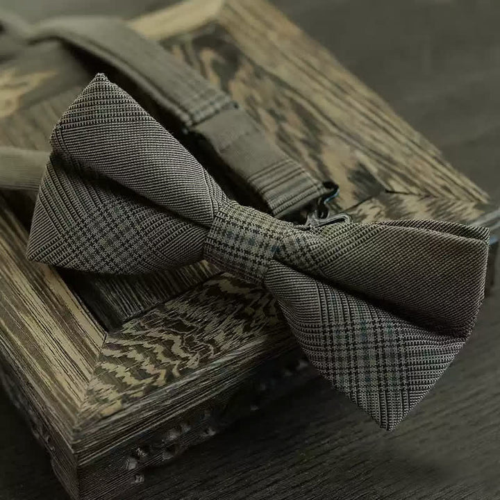 5 pezzi papillon vintage da uomo in stile caffè marrone a quadri, confezione regalo - image 3