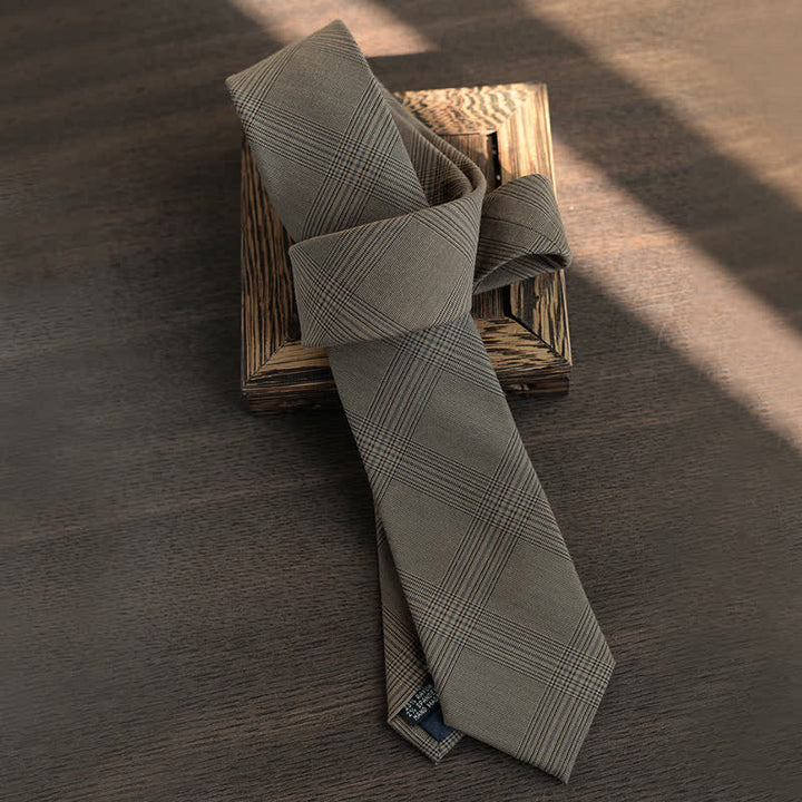 5 pezzi papillon vintage da uomo in stile caffè marrone a quadri, confezione regalo - image 6