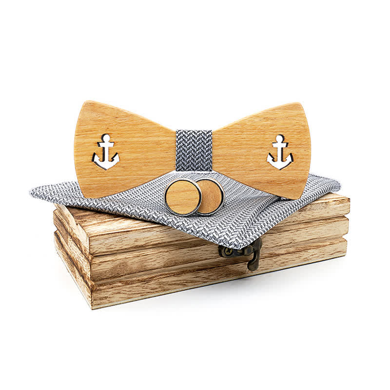 Set di 3 papillon in legno con ancora cava per barca da uomo - Grigio argento - image 8