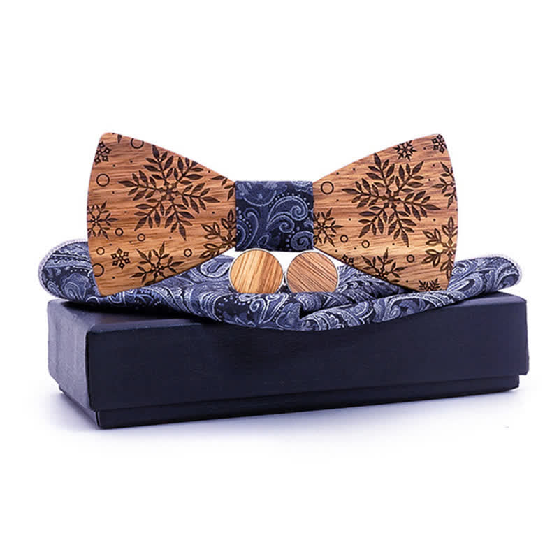 Set di 3 papillon in legno con stampa di fiocchi di neve invernali da uomo - Marina Militare - image 0