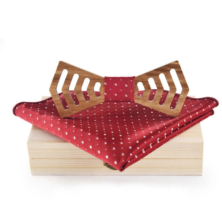 Set di 2 papillon in legno con forma regolare e ritaglio originale da uomo