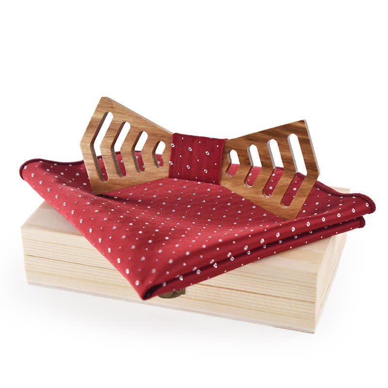Set di 2 papillon in legno con forma regolare e ritaglio originale da uomo - Rosso - image 0