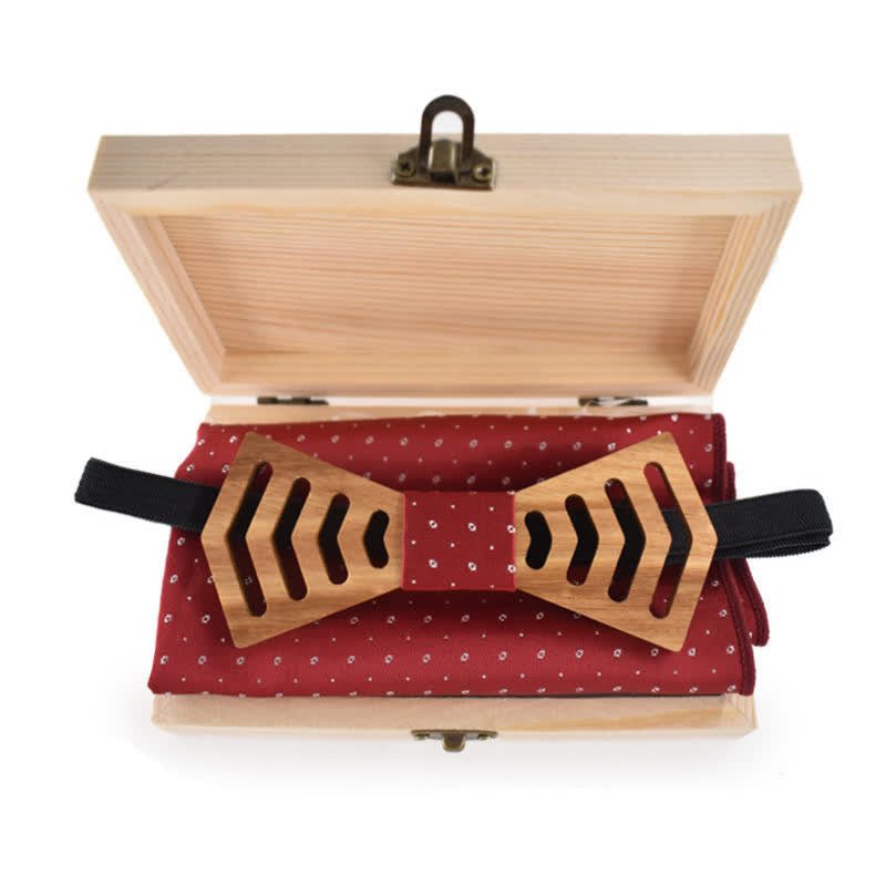 Set di 2 papillon in legno con forma regolare e ritaglio originale da uomo