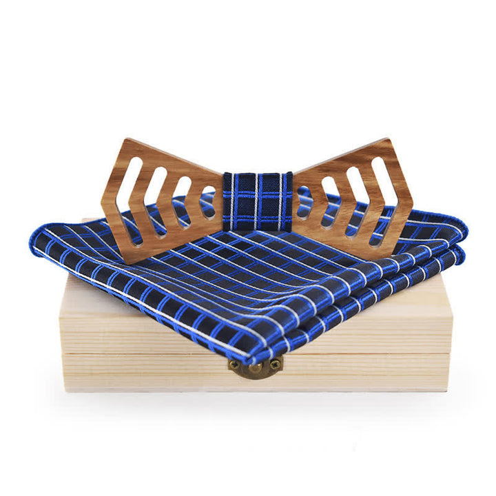 Set di 2 papillon in legno con forma regolare e ritaglio originale da uomo