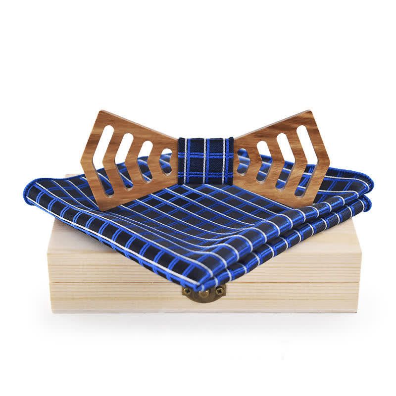 Set di 2 papillon in legno con forma regolare e ritaglio originale da uomo - Blu - image 6