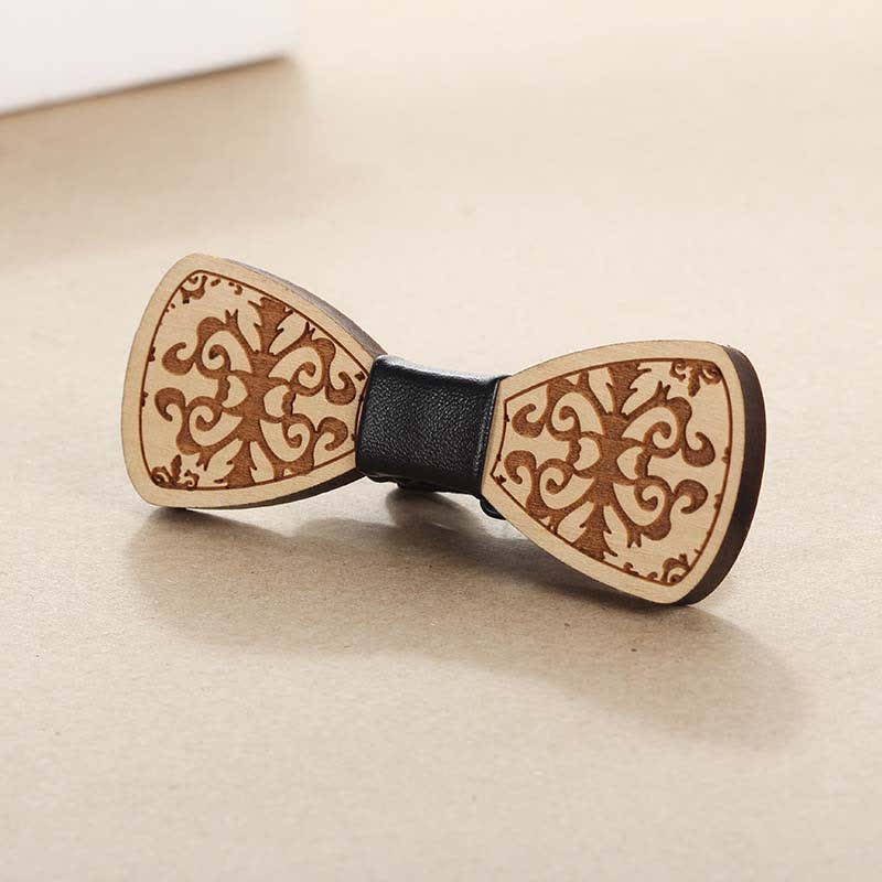 Accessori per feste di matrimonio da uomo, papillon in legno intagliato - image 1