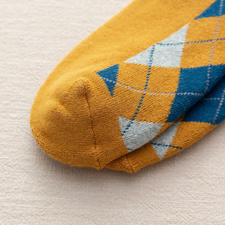 Calzini in cotone stile britannico a quadri a rombi