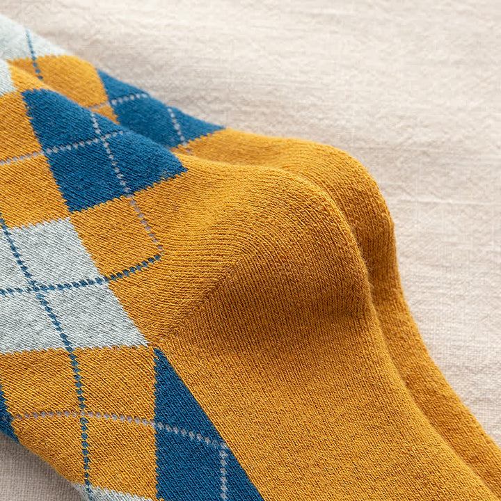 Calzini in cotone stile britannico a quadri a rombi