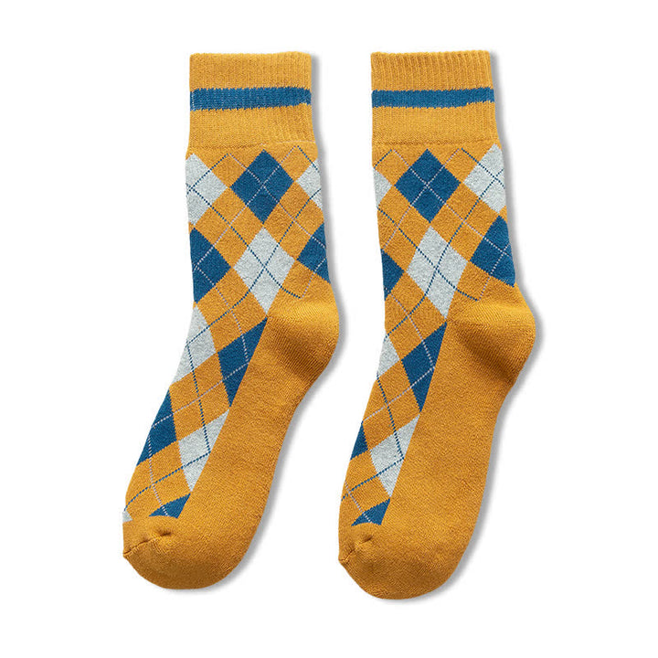 Calzini in cotone stile britannico a quadri a rombi - Giallo - 6 paia - Taglia unica (US 6.5 - US 10) - image 13