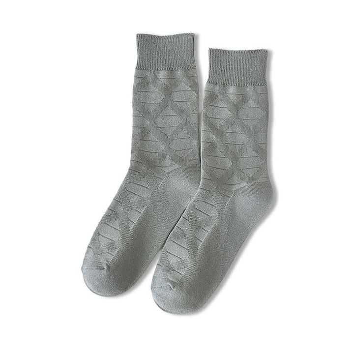 Calzini in cotone lavorati a maglia con motivo a quadri alla moda e motivo a rombi - Grigio - 6 paia - Taglia unica (US 6.5 - US 10) - image 11