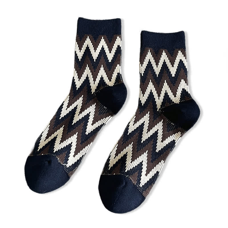 Calzini in cotone con motivo a zigzag retrò e funky