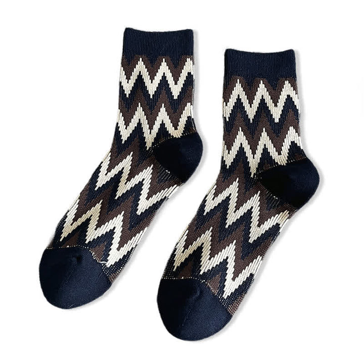Calzini in cotone con motivo a zigzag retrò e funky