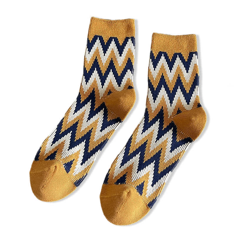 Calzini in cotone con motivo a zigzag retrò e funky