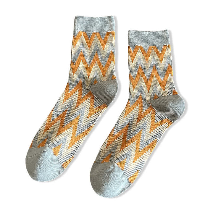 Calzini in cotone con motivo a zigzag retrò e funky