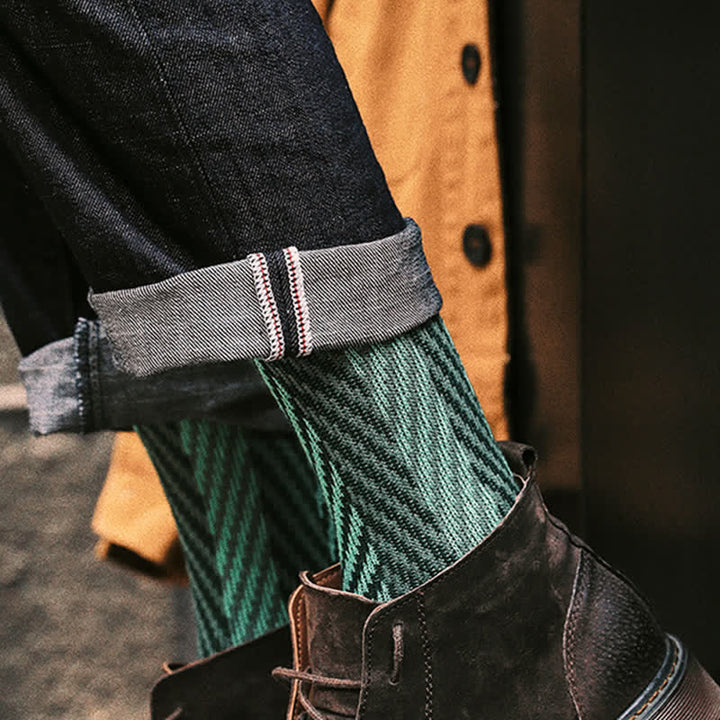 Calzini da weekend in cotone con stampa a zigzag bicolore