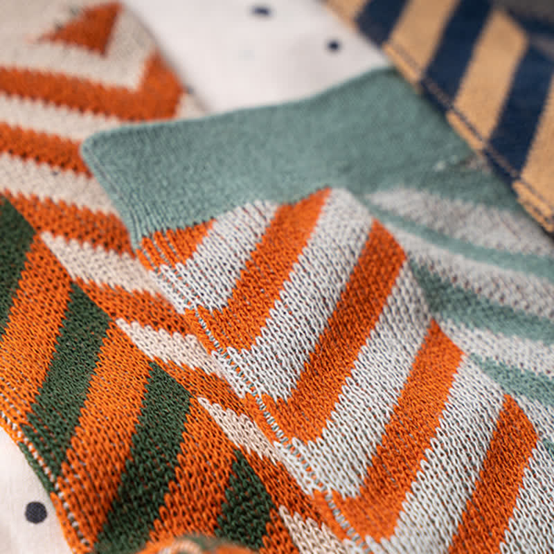 Calzini classici in cotone a righe con motivo a freccia colorblock - image 8