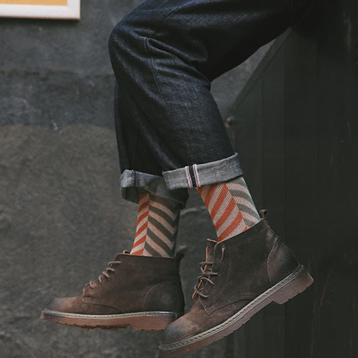 Calzini classici in cotone a righe con motivo a freccia colorblock - image 6