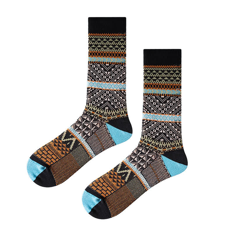 Calzini in cotone caldo ed estetici con doppi colori chic - Nero - 6 paia - Taglia unica (US 6.5 - US 10) - image 2