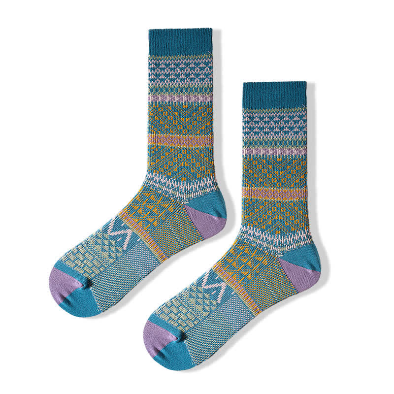 Calzini in cotone caldo ed estetici con doppi colori chic - Blu - 6 paia - Taglia unica (US 6.5 - US 10) - image 13
