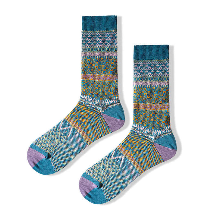 Calzini in cotone caldo ed estetici con doppi colori chic - Blu - 6 paia - Taglia unica (US 6.5 - US 10) - image 13