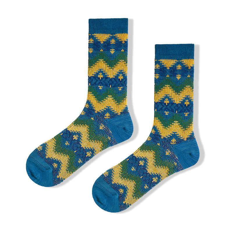 Calzini in cotone con motivo a onde tribali luminose - Blu - 6 paia - Taglia unica (US 6.5 - US 10) - image 12