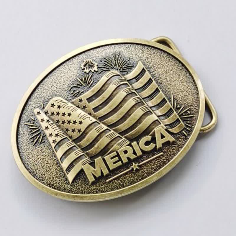 Cintura in pelle con fibbia in stile Texas con bandiera nativa americana fai da te da uomo