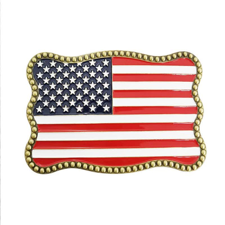 Cintura in pelle con fibbia per portafoglio con bandiera americana fai da te creativo da uomo - Bronzo antico - Senza cintura - Senza cintura - image 12