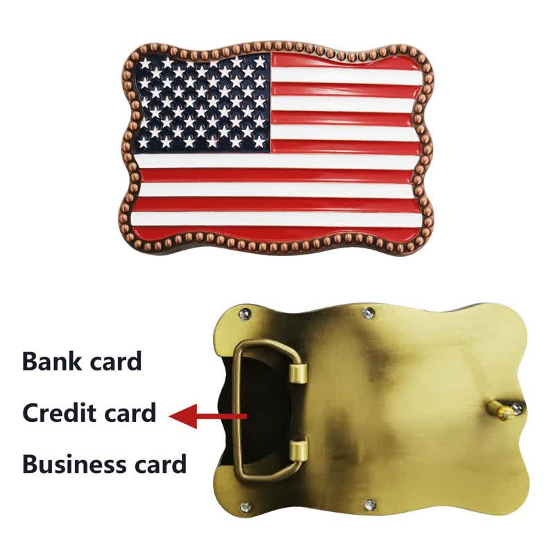 Cintura in pelle con fibbia per portafoglio con bandiera americana fai da te creativo da uomo