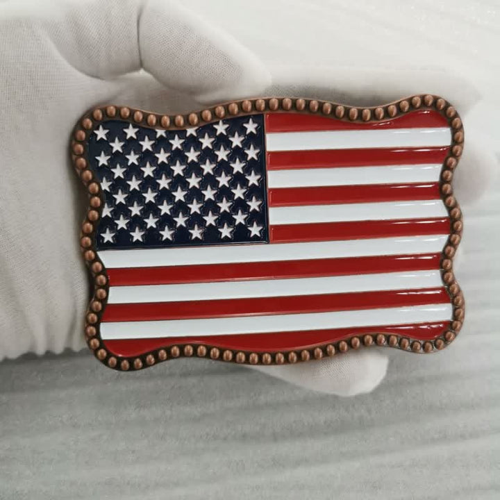 Cintura in pelle con fibbia per portafoglio con bandiera americana fai da te creativo da uomo