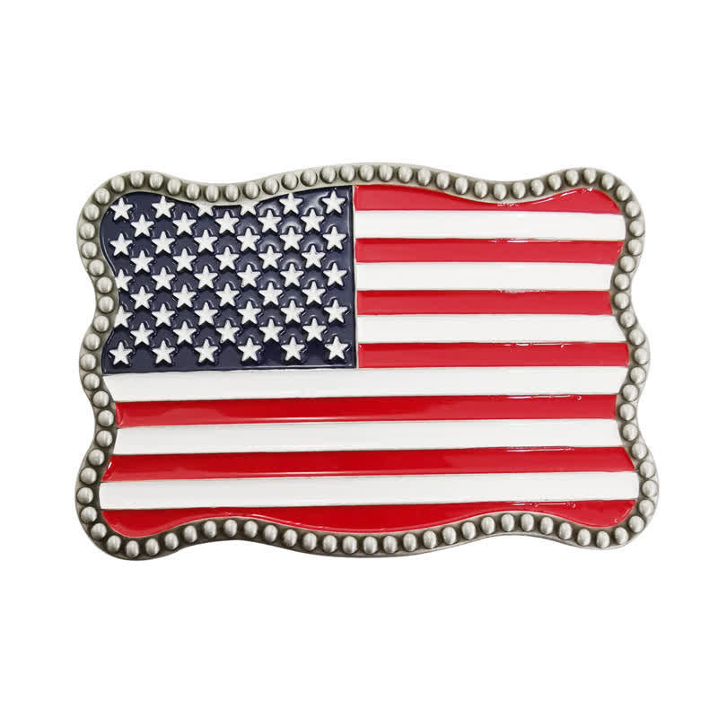 Cintura in pelle con fibbia per portafoglio con bandiera americana fai da te creativo da uomo - Argento antico - Senza cintura - Senza cintura - image 18