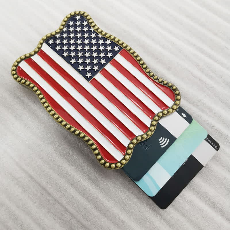 Cintura in pelle con fibbia per portafoglio con bandiera americana fai da te creativo da uomo