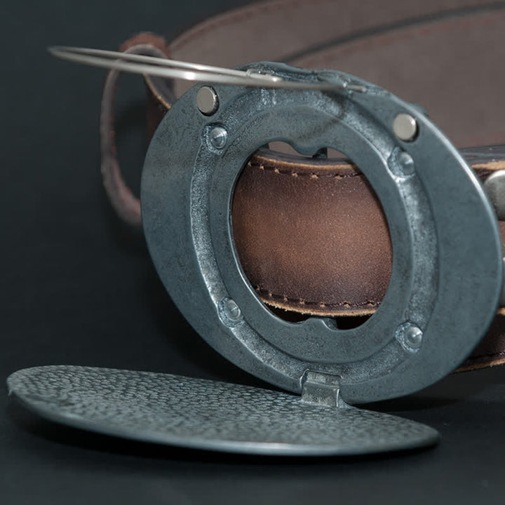 Cintura in pelle con fibbia porta birra creativa fai da te da uomo a forma di toro del selvaggio West